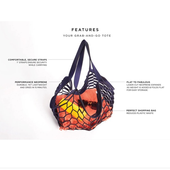 NWT Sea star Beachwear black neoprene Fisherman Tote beach bag - Picture 2 of 6